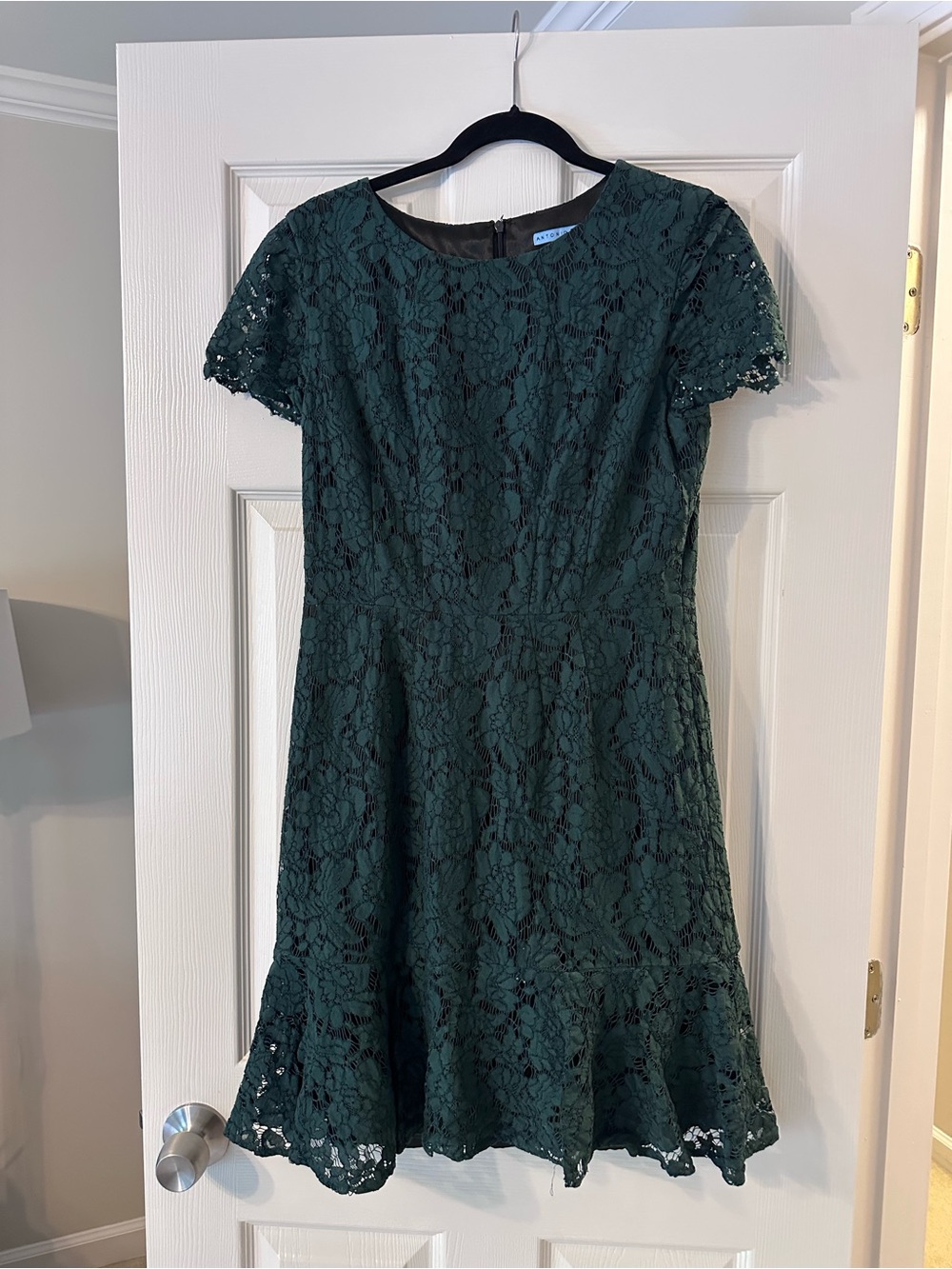 Antonio Melani Dark Green Lace Fit-and-Flare Dress
